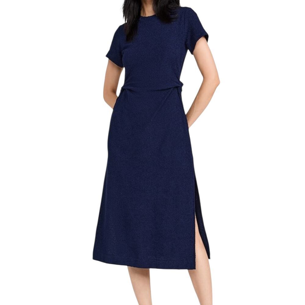 Women's Tayna Taylor Navy Blue Short Sleeve Aurora Terry Dress Elevated Beach M